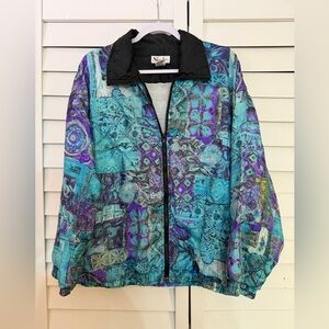 Slade Vintage 80s/90s Abstract Windbreaker Jacket – Turquoise Purple – Size L
